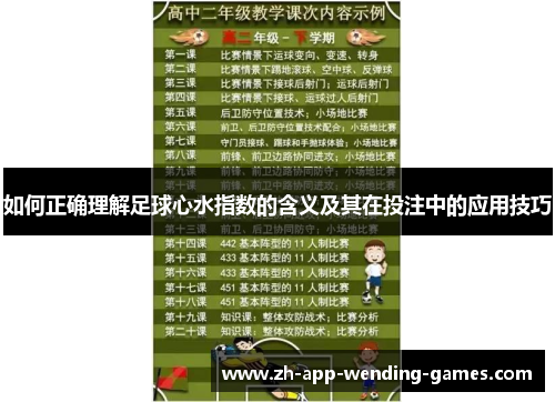 如何正确理解足球心水指数的含义及其在投注中的应用技巧 如何正确理解足球心水指数的含义及其在投注中的应用技巧